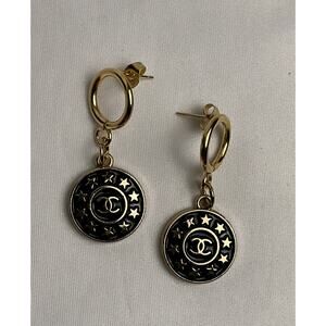 Chanel Black & Gold Star Earrings